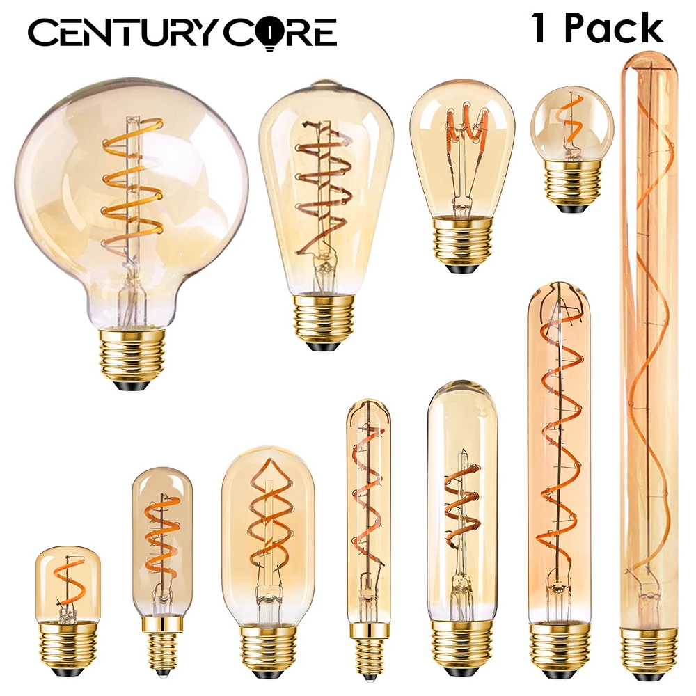 Vintage Led Bulb E27 220V E14 Spiral Soft Filament Light Bulb 3W Warm White Indoor Chandelier Tube Globe Decorative Edison Bulbs