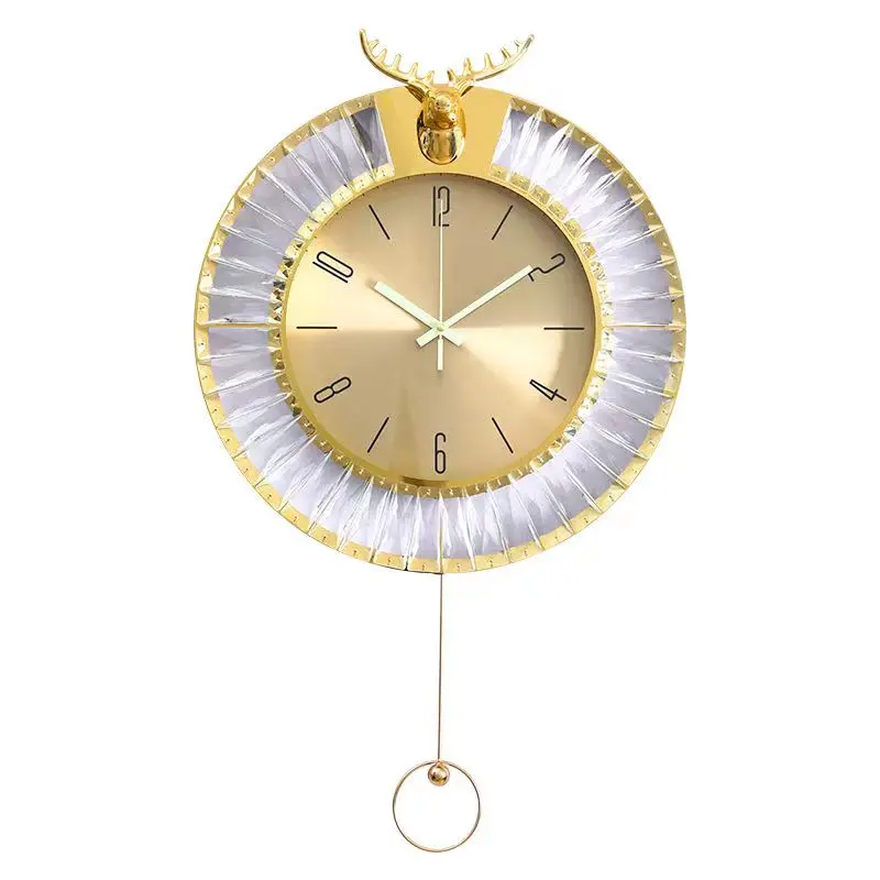 

82*45cm Modern Light Luxury Decorative Wall Clock Creative Crystal Clock Hanging Wall Living Room Household Wall Clock