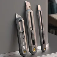 Black Sk2 Blade 3 Styles Tool Retractable Push Button Self-Locking Paper Cutting Utility Knife Office Supplies Stationery