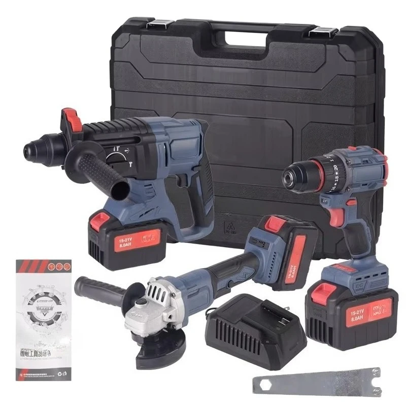 

Brushless Hammer Angle Grinding Machine Electric Pick Impact Drill Rechargeable Lithium Battery Tool Set Electric Drill