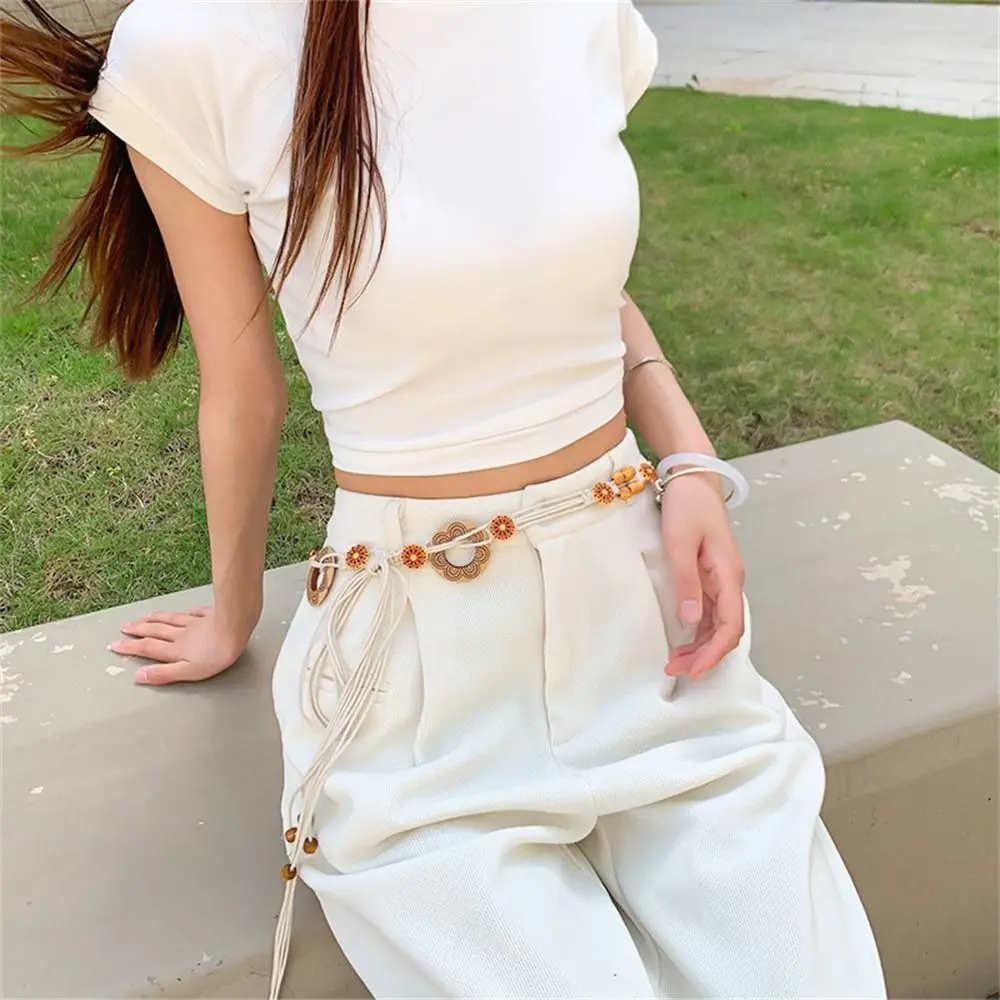 Fashion Versatile Chain Waist Bohemian Style Handmade Wooden Bead Waist Rope Ethnic Style Belt for Women