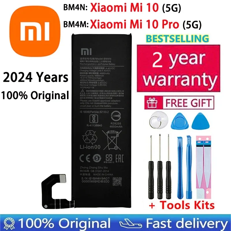 100% Original Replacement Battery BM4M BM4N For Xiaomi Mi 10 Pro 5G Xiaomi 10Pro Mi10 5G Genuine Phone bateria Batteries +Tools