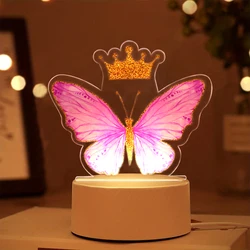 Acrílico 3D Borboleta LED Night Light, Lâmpada luminosa colorida, Festa de aniversário decorativa, Decoração do quarto das crianças, Home Supplies, 1Pc