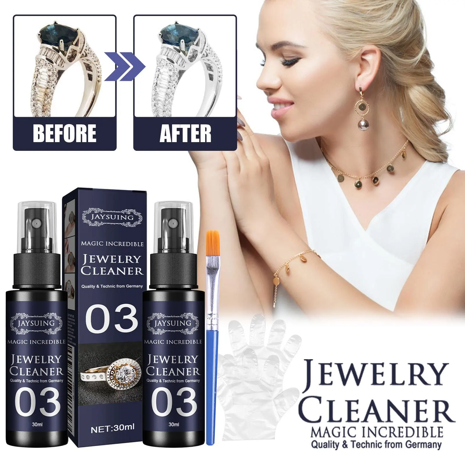 

Jewelry Cleaner Cleaning Solution Tarnish Remover Jewelry Detergent Diamonds Gold Jewelry Cleaning Liquid Polishing Spray Kits