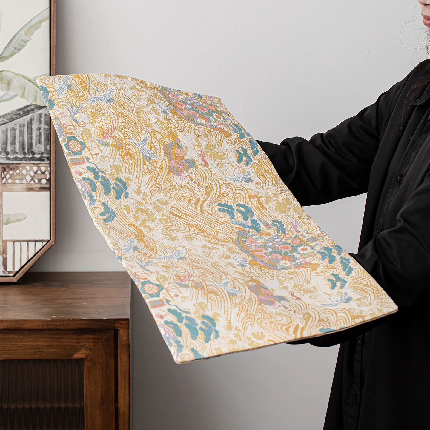 Accessible Luxury Double-sided Dry Tea Mat Imitation Song Brocade Embroidered Tea Mat Front and Back Available Napkins