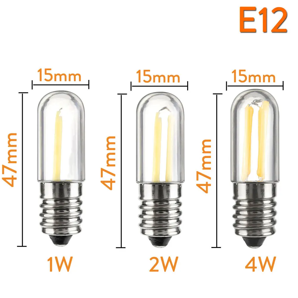 

50pcs/Lot E12 1W LED Fridge Freezer Filament Light COB Dimmable Bulbs Lamp Cold White AC 110V Replace 10W Halogen Lamps