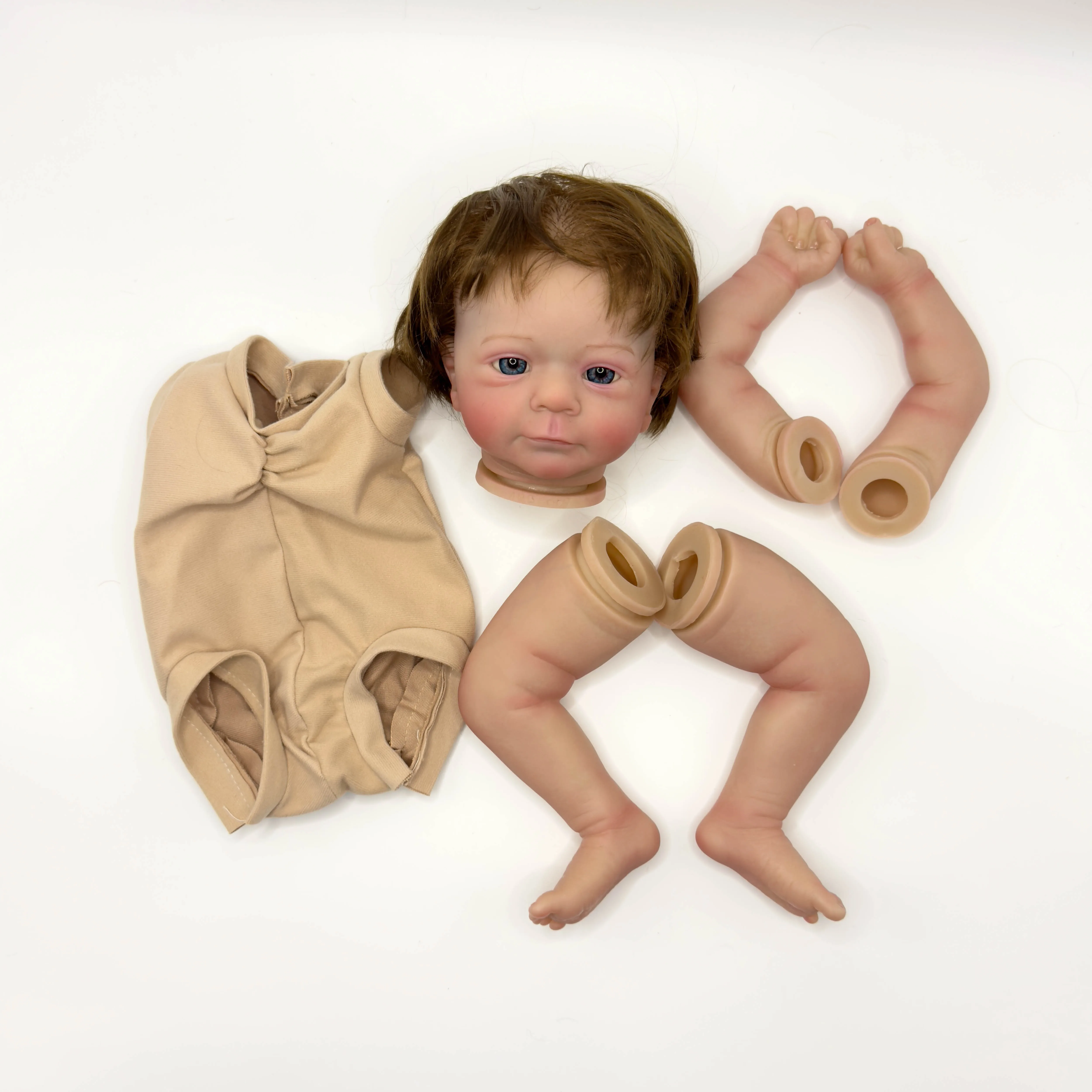 NPK 19inch Lifelike Reborn Doll Kit - Awake Baby Fecilia Already Painted Unfinished Doll Parts for DIY Baby Toy Creation