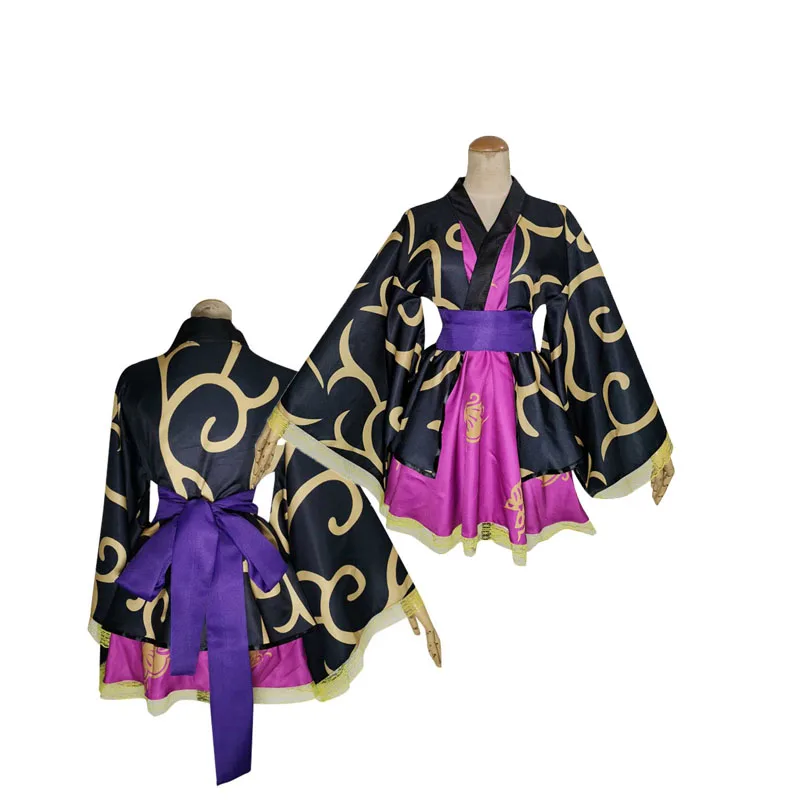 Frauen Lolita Gintama Takasugi Shinsuke Sakata Gintoki Cosplay Kostüm Anime Kimono Kleid Gürtel Outfits Halloween Party Anzug