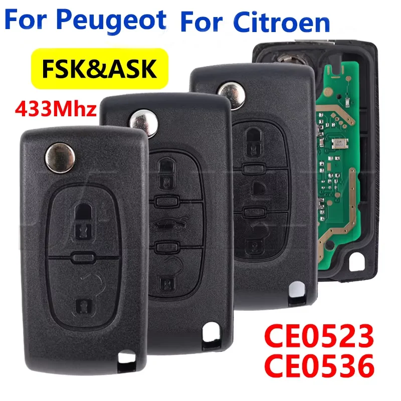 

For Peugeot 207 307 308 407 607 807 For Citroen C2 C3 C4 C5 C6 Xsara Berlingo Car Flip Remote Control Key CE0536 CE0523 HU83 VA2