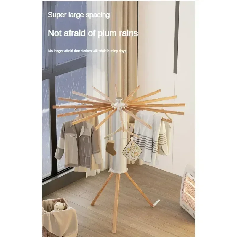 Versatile Installation-Free Coat Rack with Folding Drying Rods for Balcony and Indoor Use