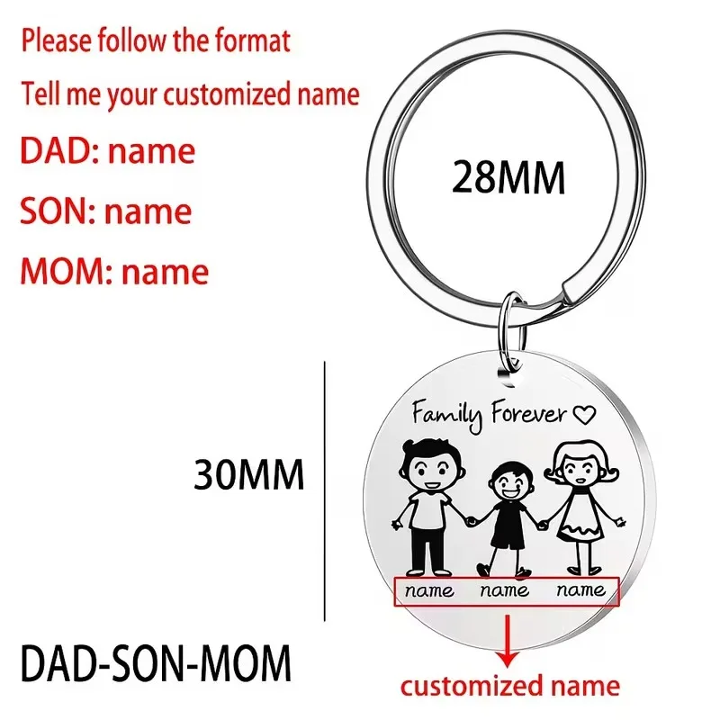 Custom Name Stainless Steel Round Keychain
