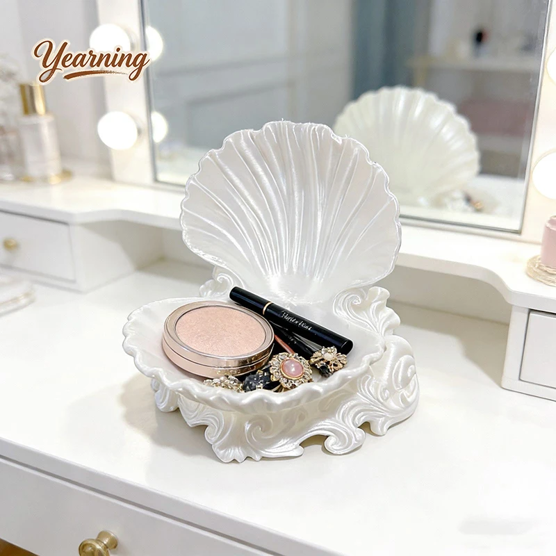 Ocean Wave Base Shell Luxury Desktop Storage Box Creative Home Decor Organizer Gift for Girls