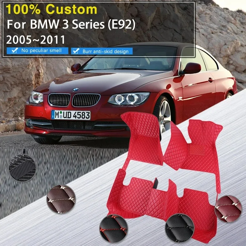 

Автомобильные коврики для BMW 3 серии E92 2005 ~ 2011 Купе, водонепроницаемые накладки на ножки, кожаный напольный коврик, украшение автомобиля, аксессуары для интерьера