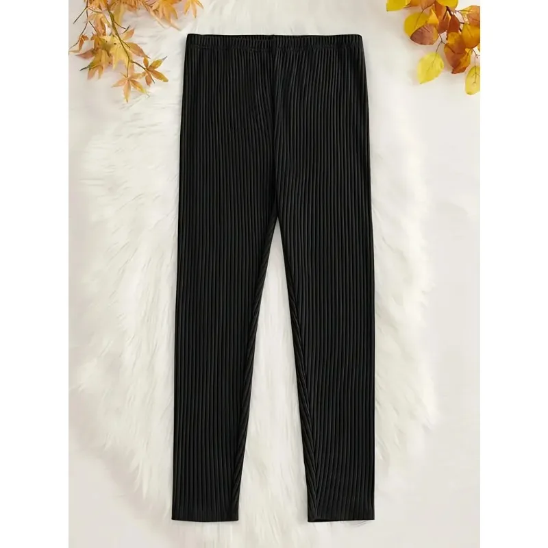 

Plus Size 1XL-5XL New Summer Women's Casual Leggings Women Fashion Solid Elastic Waist Ribbed Knit Skinny Leggings