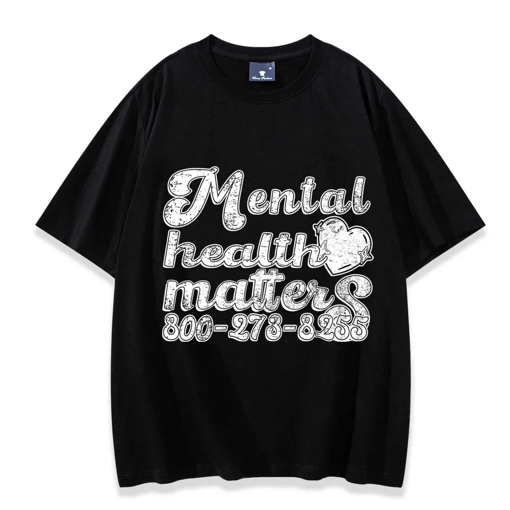 الصحة العقلية المسائل المحملة الصحة العقلية المسائل قميص الرجال النساء قصيرة الأكمام الشارع الشهير تي شيرت مضحك النساء تيز Y2K الملابس