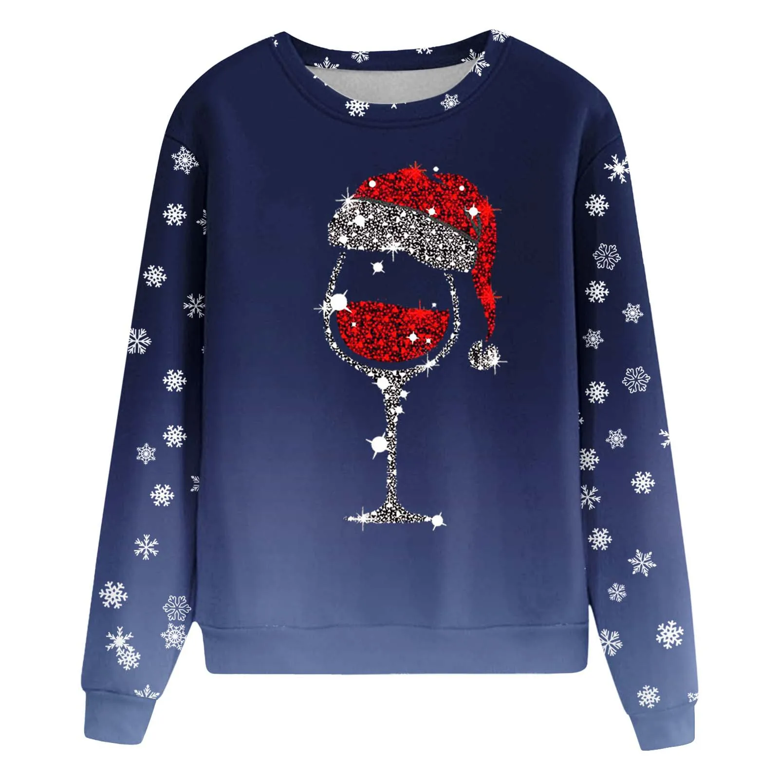 Pull sans capuche imprimé à manches longues pour femmes, col rond, haut ample, mode décontractée, jour de Noël