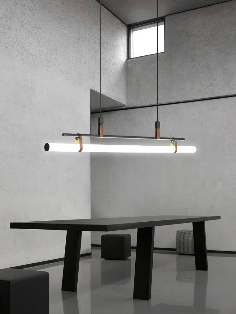 Nordic Minimalist LED Pendant Lamp designer long strip chandelier Dining room Study Room Office Kitchen island chandelier