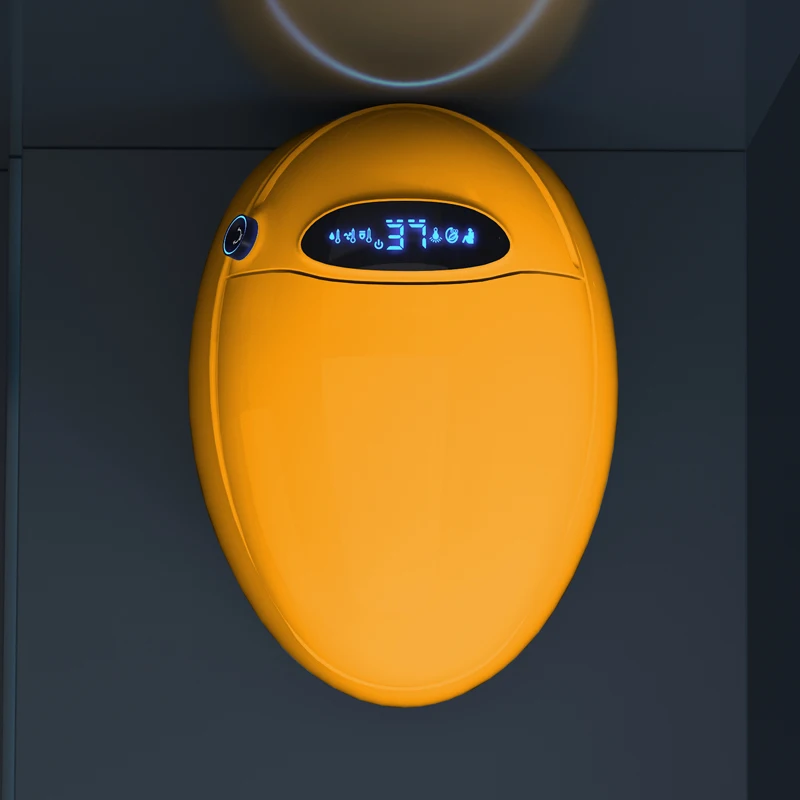 Floor-mounted Colored Egg Shape Intelligent Toilet with Round Bowl Slow Down Ceramic Smart Toilet S-Trap Heated Seat Night Light