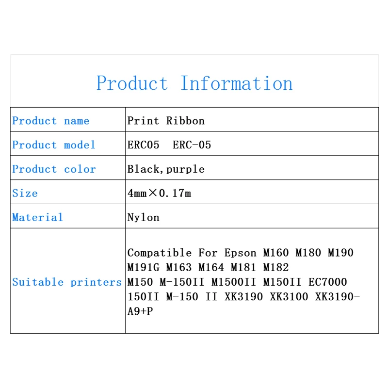 10~100packs Taxi Ribbon Cartridge Tape ERC-05 ERC05 Fit for Epson M150 M-150II M1500II EC7000 150II M160 M180 M190 M191G M163