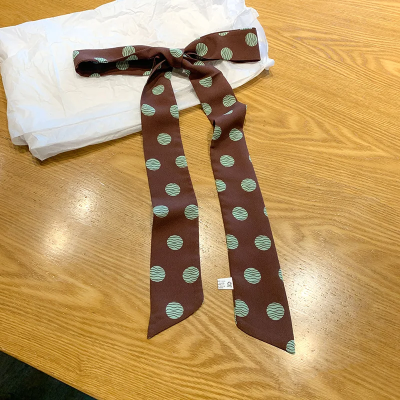 5X140CM Female Summer Dress Belts Hats Ribbons Long Imitation Silk Scarf For Ladies Striped Printing Women's Neck Tie Scarf 2025