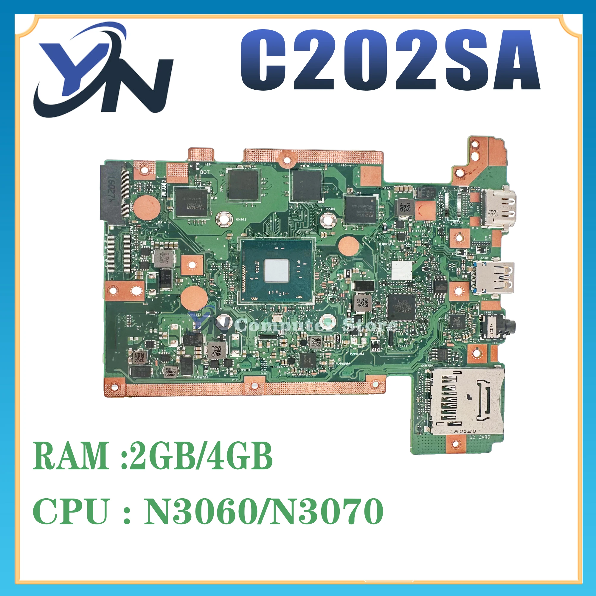 Scheda madre del computer portatile C202SA per scheda madre ASUS C202S C202 N3050 N3060 2G o 4G RAM 16G 32G SSD 100% Test OK