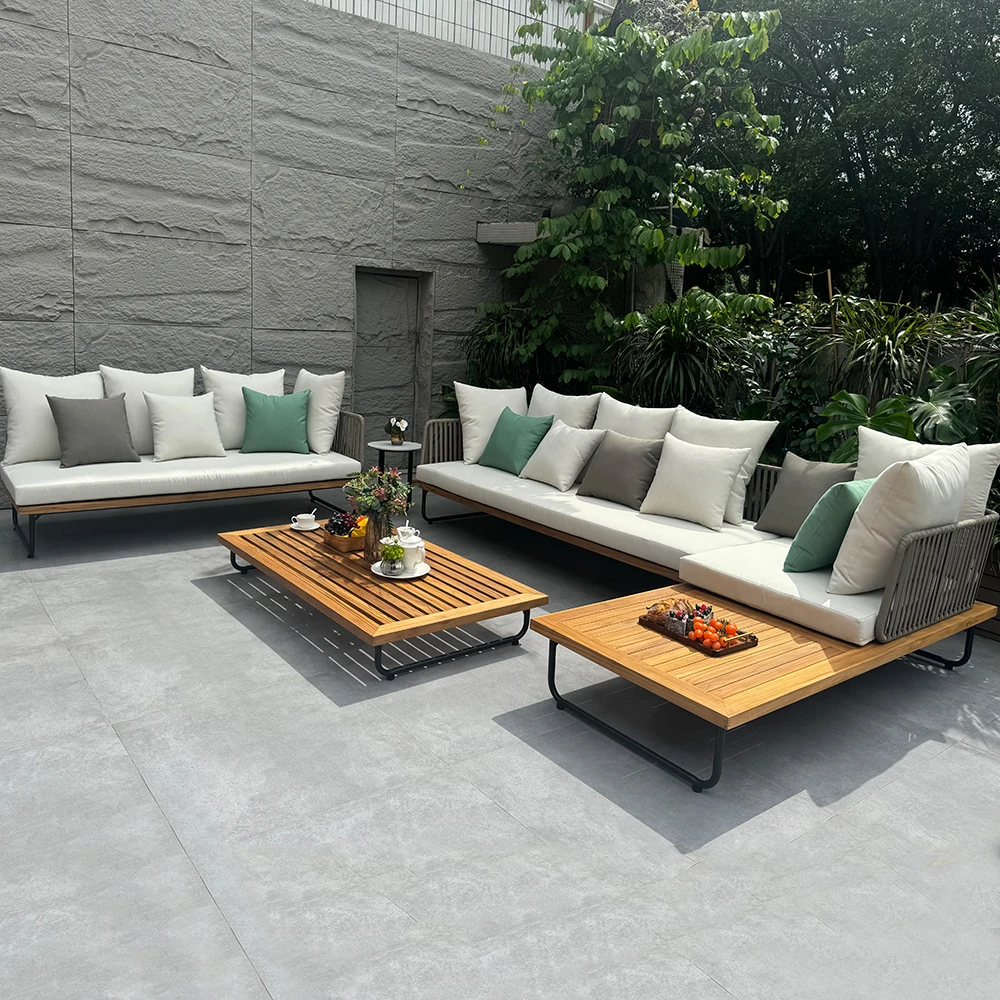 

High End Patio Sectional Seat Cushions Garden Sofa Set Solid Teak Wood Outdoor Garden Furniture Germany