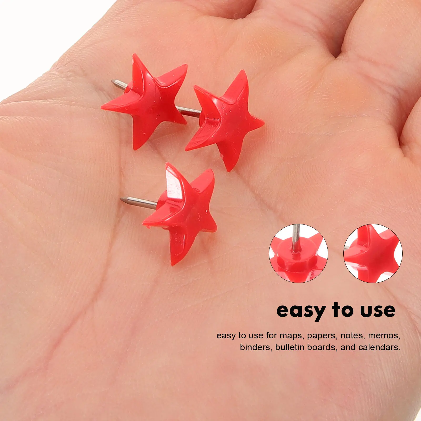 100Pcs Star Thumbtacks Colorful Push Pins for Map Bulletin Board Cork Board Office Classroom Home Use Secure Hold Easy Remove