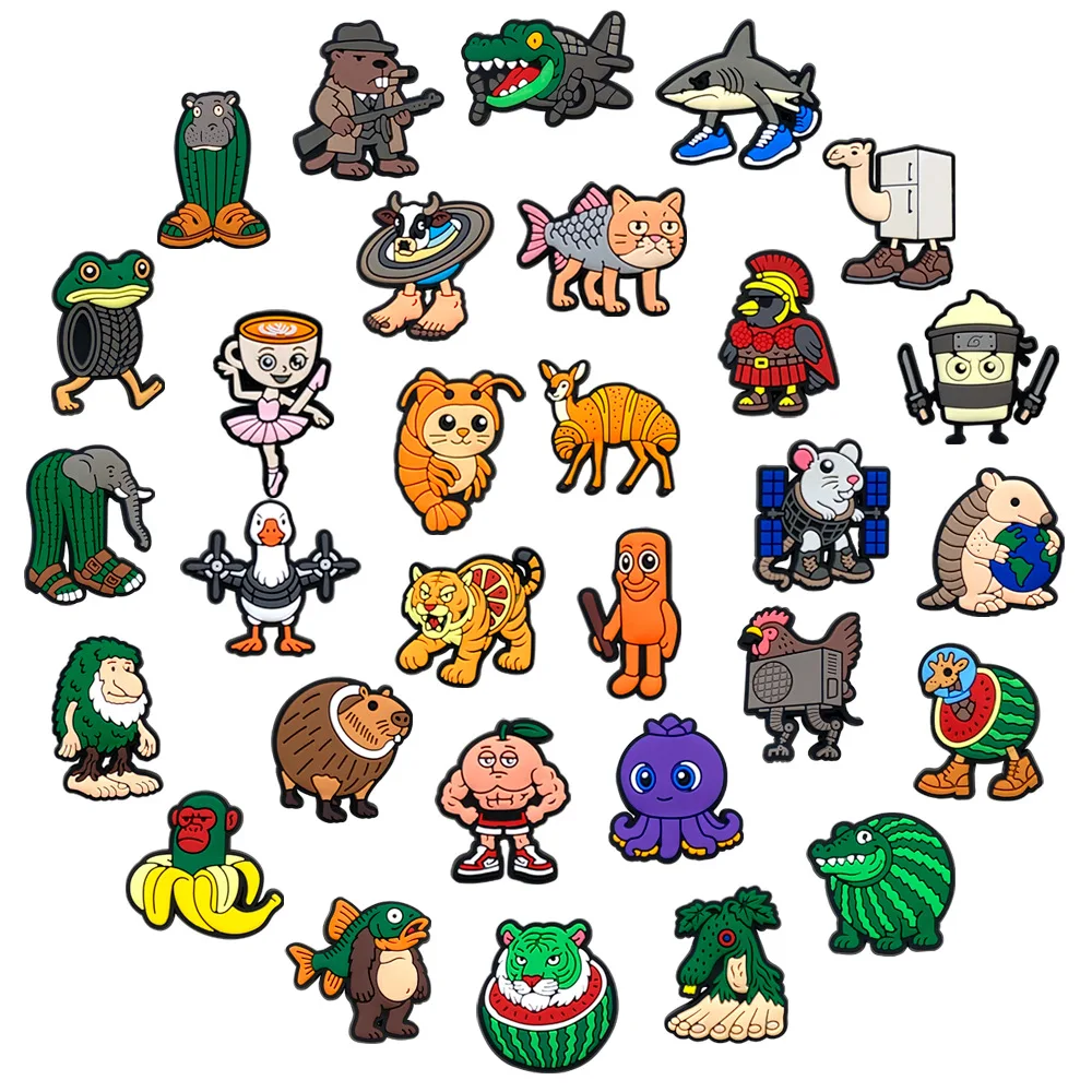 Funny Hybrid Cartoon Animal Shoe Charms Soft PVC Removable Clog Decor Mixed Creature DIY Sandal Footwear Ornaments Party Gift