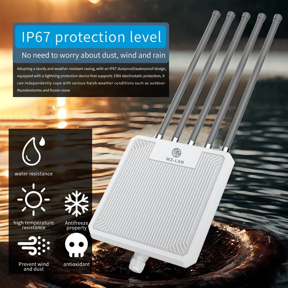 AX3000 AX1800 Outdoor Access Point Dual-band 2.4G&5.8G with 8dBi High-gain Fiberglass Omnidirectional Antennas
