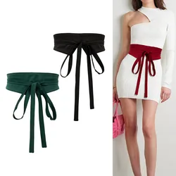 Fashion Wide Waist Belt for Women Dress Self Tied Wrap Around Bowknot Retro Obi Waist Belt Corset Cinch Belts Waistband