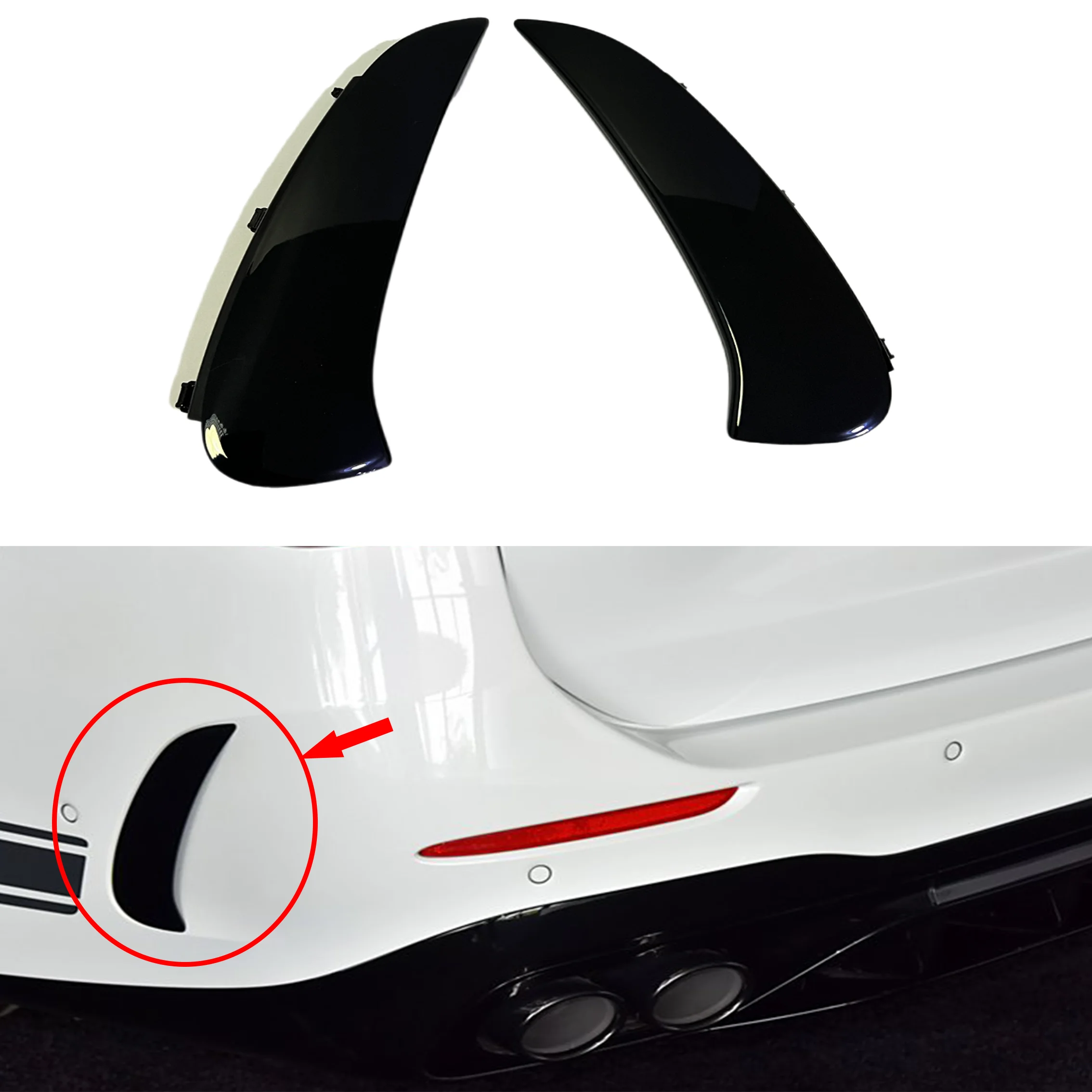 

For Mercedes Benz W206 Sedan S206 Wagon C200 C220 C300 C43 C63 AMG 2021 2022 2023+ Rear Bumper Lip Splitter Spoiler Side Canards