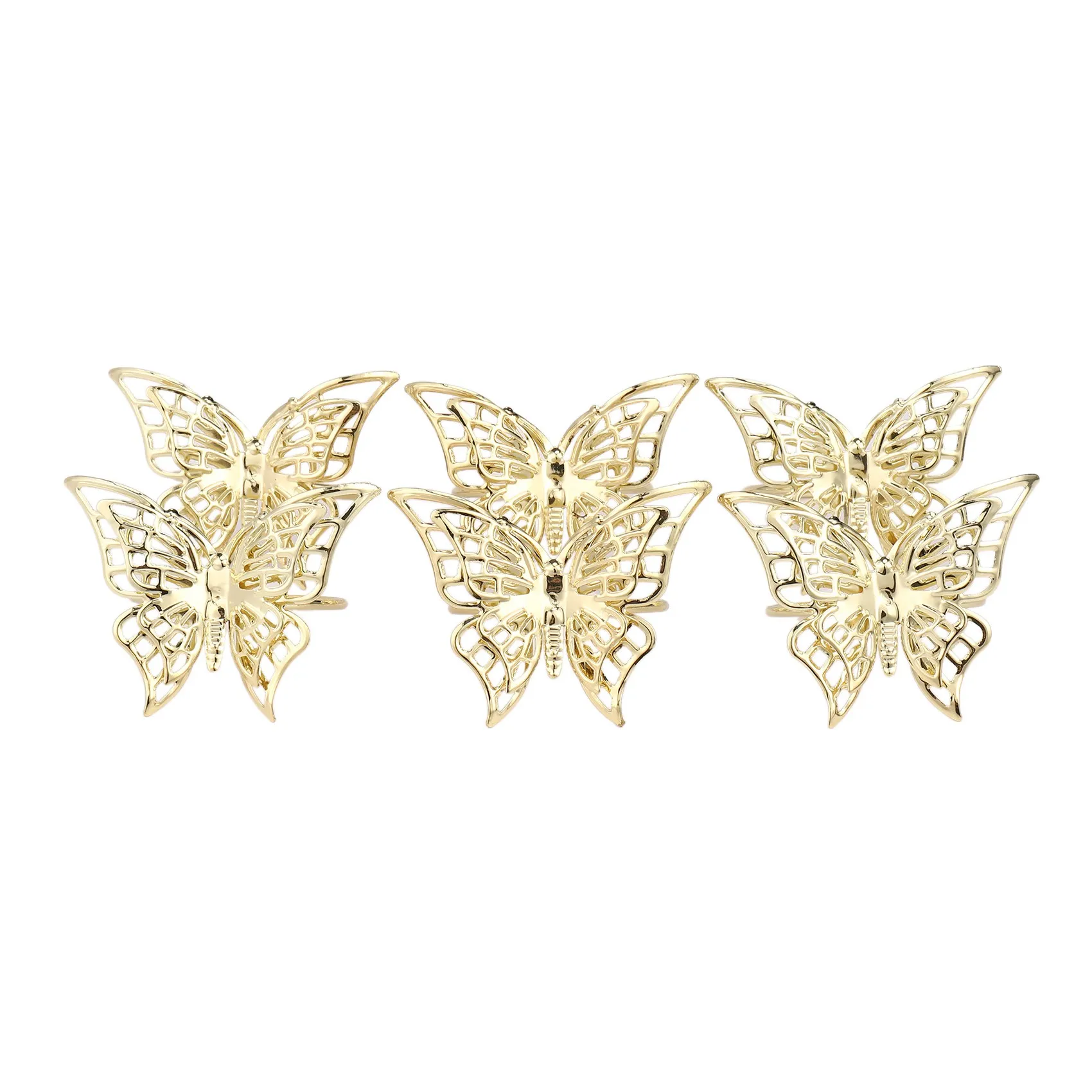 6Pcs Creative Golden Butterfly Napkin Ring Napkin Buckle Restaurant Napkin Ring Plating Towel Buckle Hotel Table Decoration