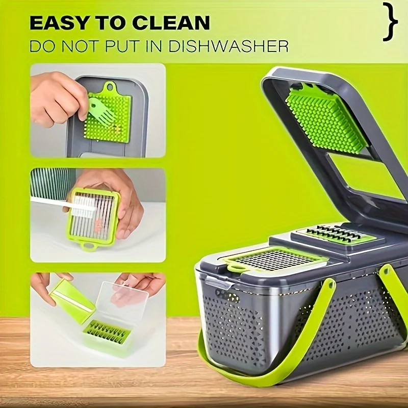 22-in-1 Vegetable Chopper and Dicer Set - Effortless Onion Tomato Cutter, Lemon Squeezer, 13 Blades, Grey Kitchen Essential