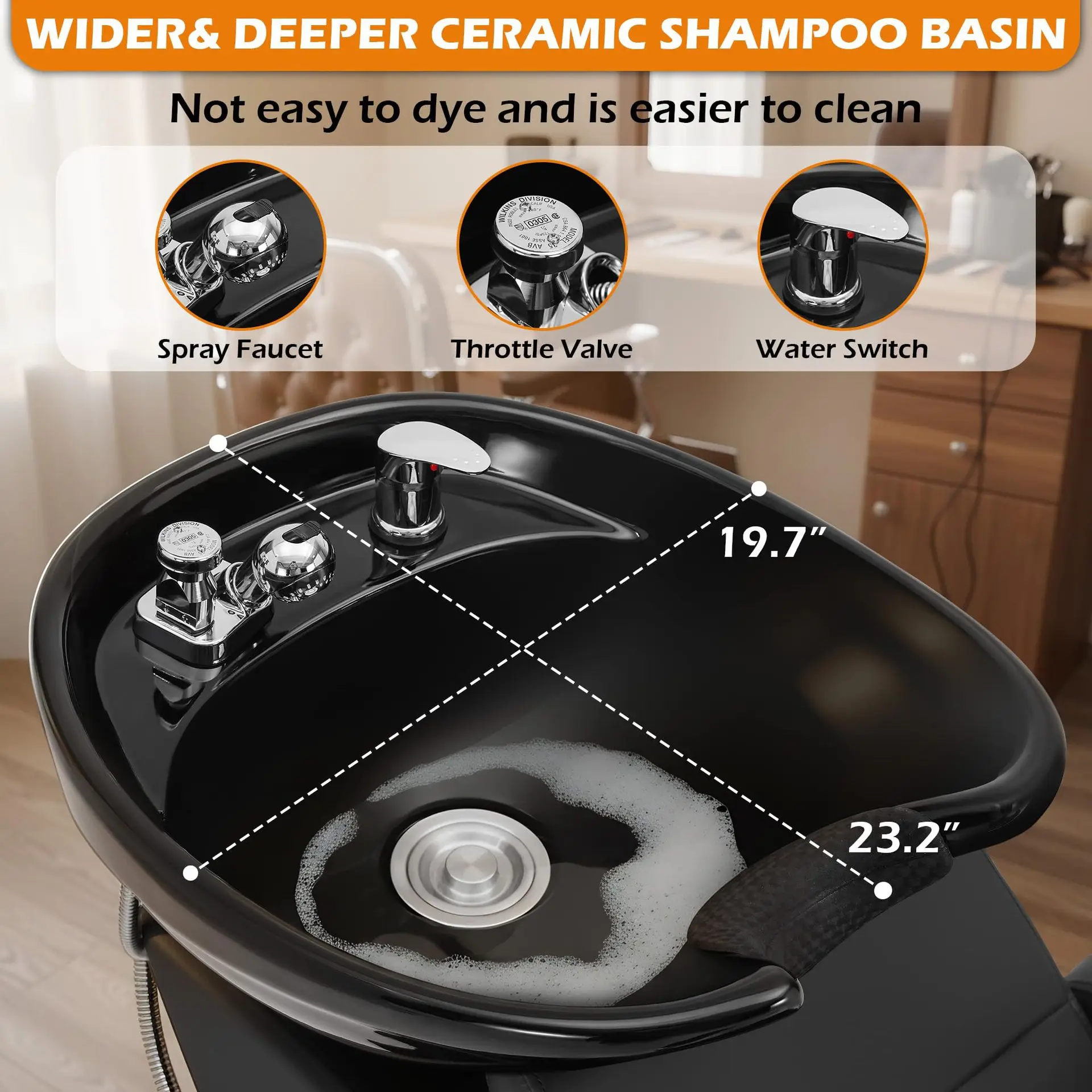 Comfortable Hair Salon Furniture Shampoo Chair Ceramic Basin - Modern Versatile