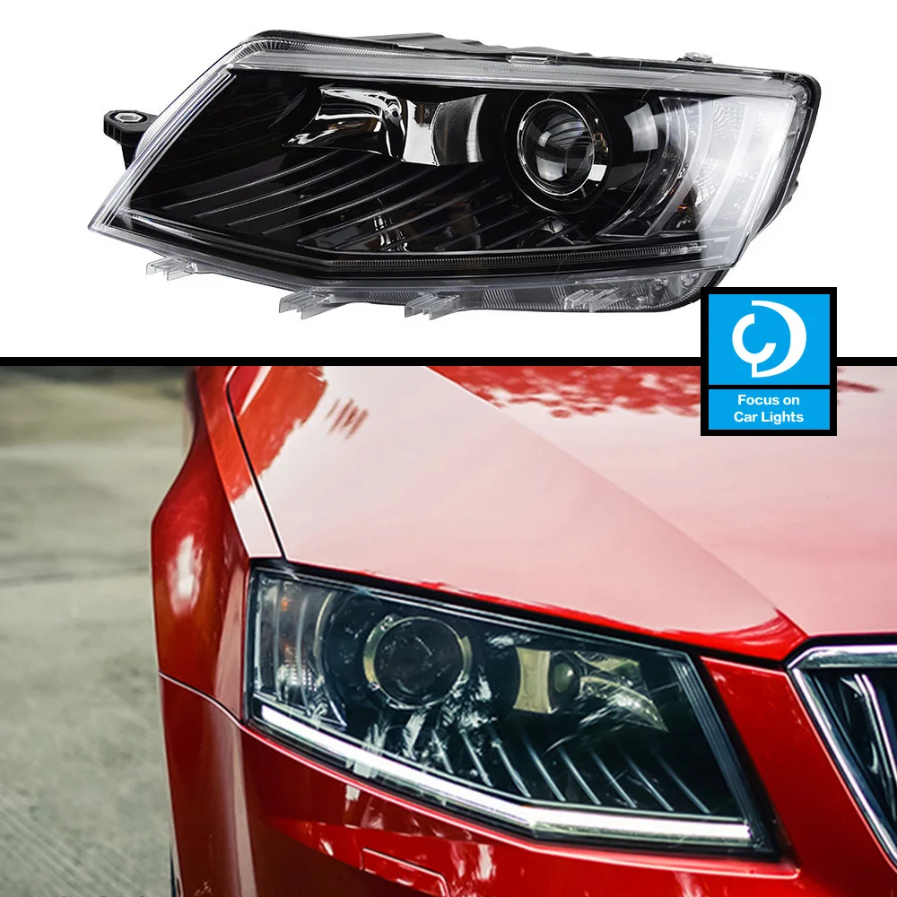 

Автомобильная передняя фара для Skoda 2015-2017 Octavia A6, светодиодная фара, Стайлинг, динамический поворотник, объектив, автомобильные аксессуары в сборе