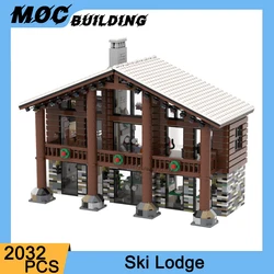 MOC City Street View Architecture Winter Village Ski Lodge Model Building Blocks Modular Hotel DIY Assembly Bricks Toy Xmas Gift