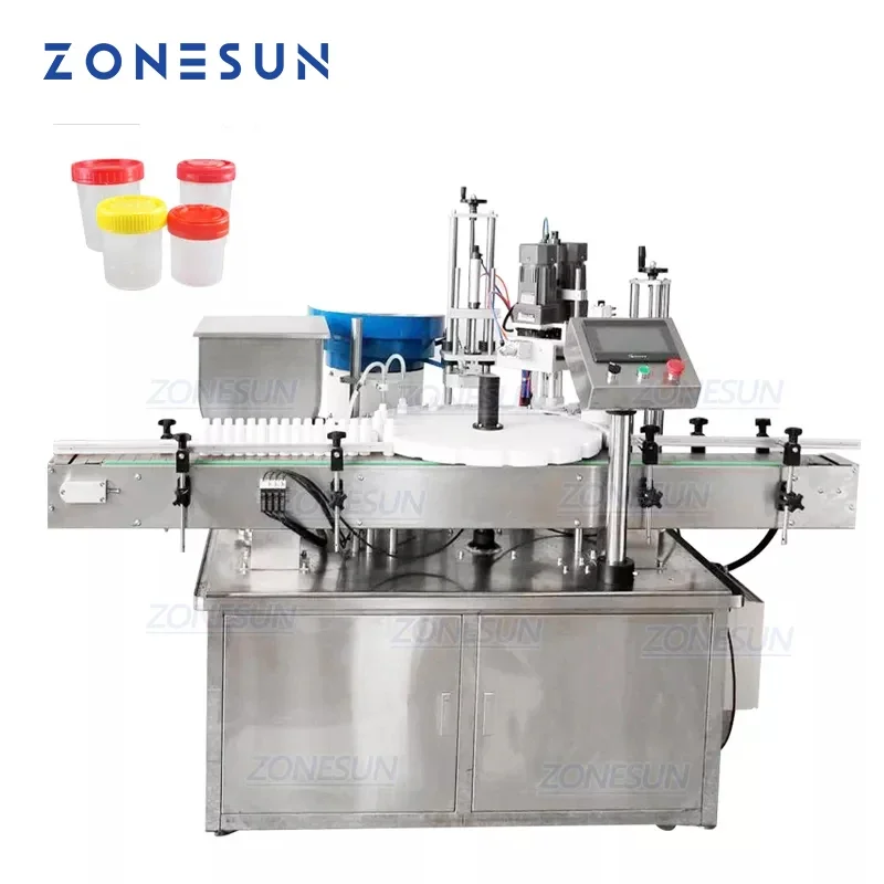 ZONESUN Automatic Capping Filling Machine Desktop Electric Plastic Glass Water Perfume Shampoo Cosmetic Bottle Packaging Machine