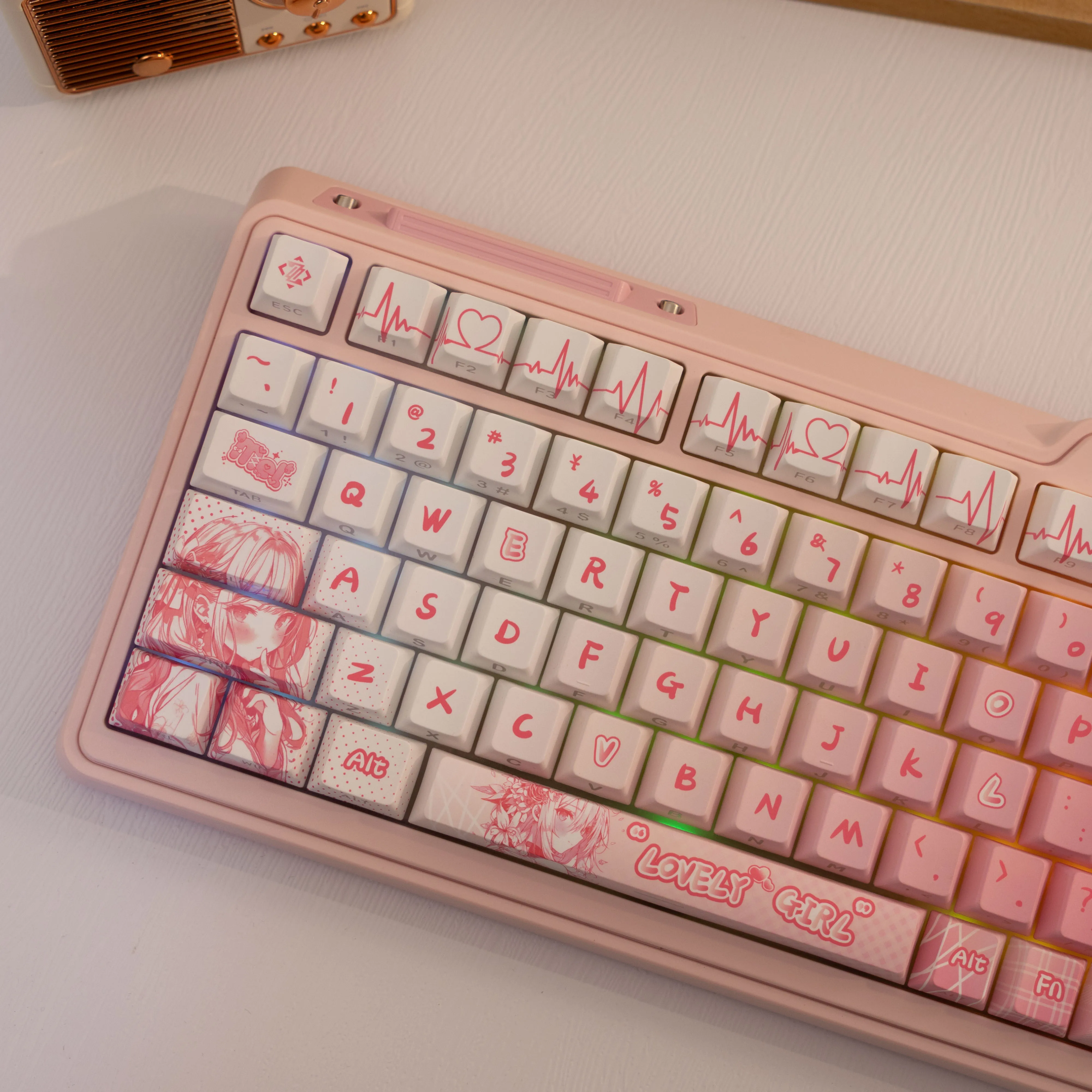 

138key Diary PBT Keycap Side Engraved Translucent Dye-Sublimation,Compatible with MX for Keyboard Fit 61/64/68/87/96/104/108