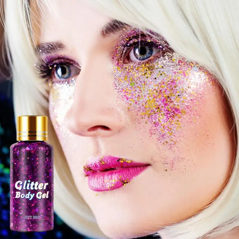 Body Glitter Gel Make-Up Pailletten Glinstert Oogschaduw Dikke Make-Up Voor Gezichtshaar Nagels Holografische Cosmetische Festival Glitter