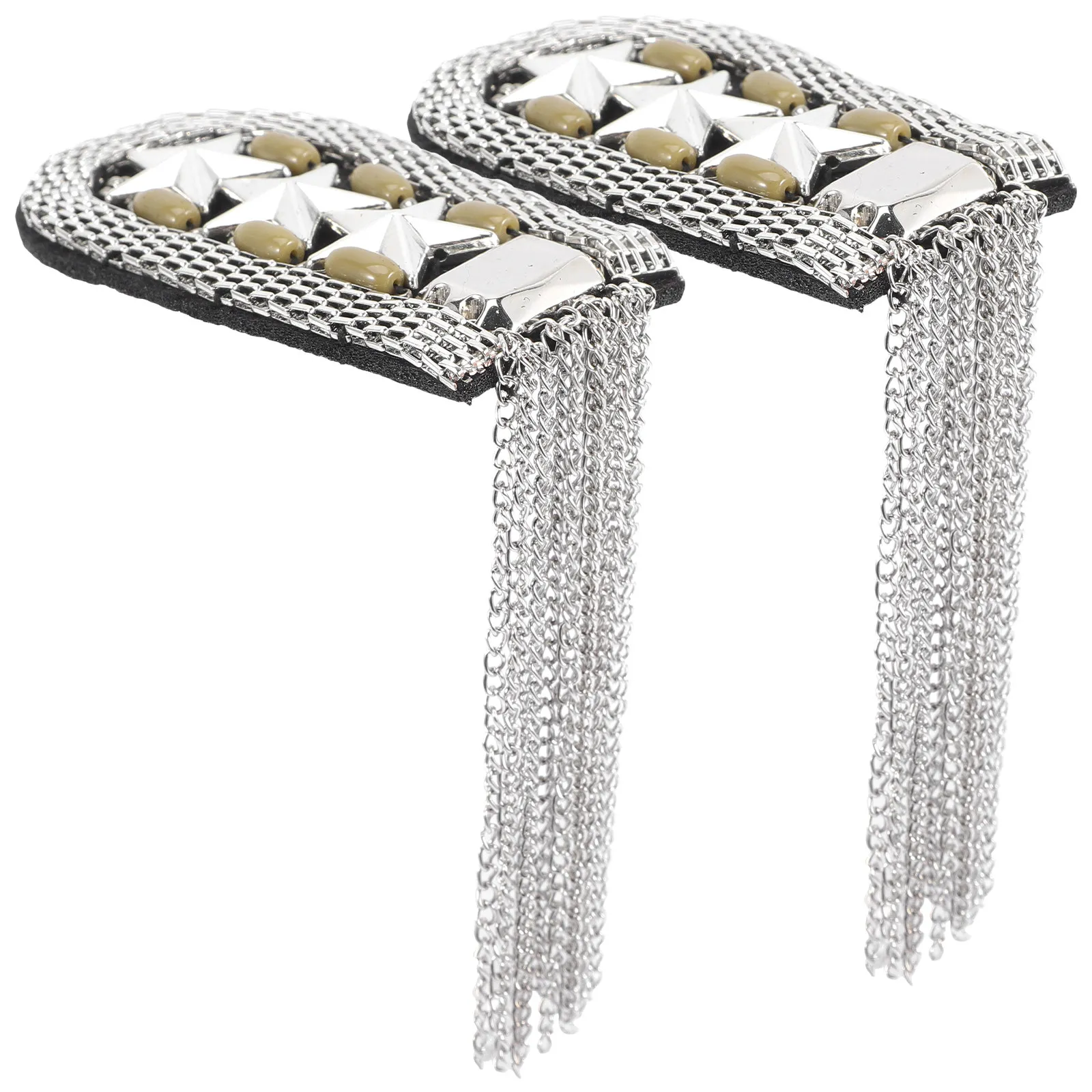 2Pcs Retro Brooch Tassel Chain Epaulettes Shoulder Badge Costume Accessories Decorative for Uniforms School Cosplay
