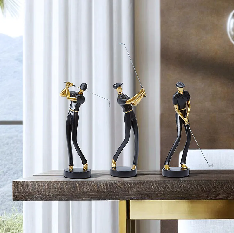 Golf Sports Character Sculpture Ornament Living Room Decor For Study Bookcase Trophy Craft Creative Desktop Home Decoration Gift