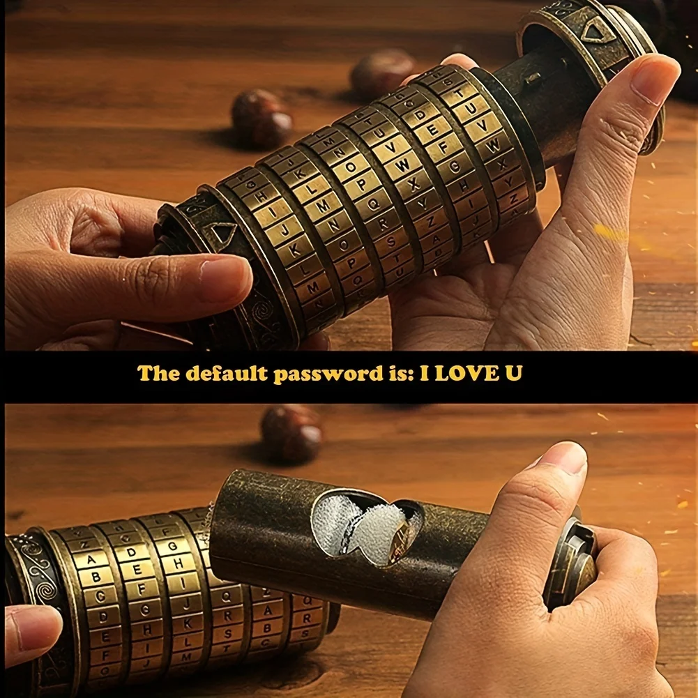 1pc Exquisite Cryptex Da Vinci Code Mini Lock with Hidden Compartment-Unique Romantic Birthday Gift ,Perfect for Valentine's Day