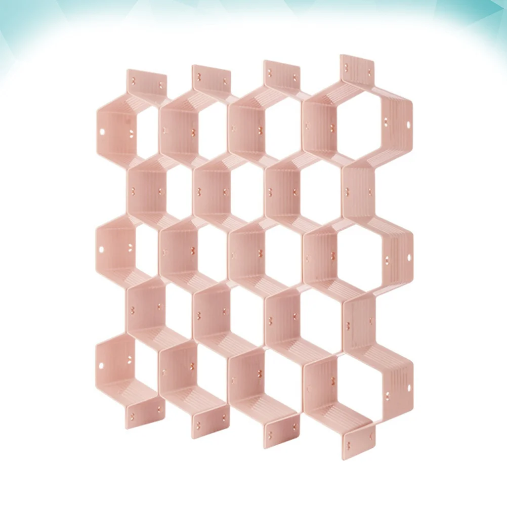 Honeycomb Style Plastic Drawer Divider Storage Box Pink Large Grid Closet Organizer Free Combination Pad for Underwear Socks
