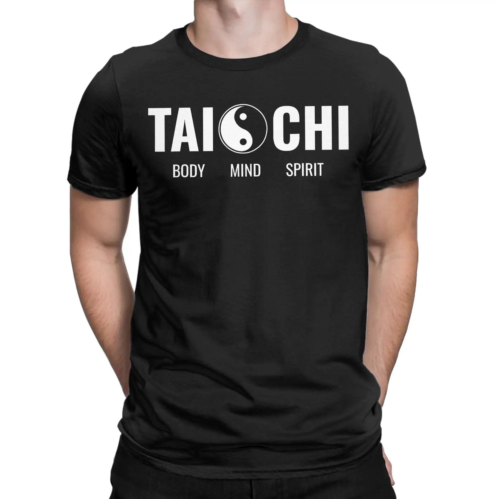 Men's T-Shirts Tai Chi Meditation Martial Arts Zen Balance Hipster Tees Short Sleeve  T Shirts Crew Neck Clothing Plus Size
