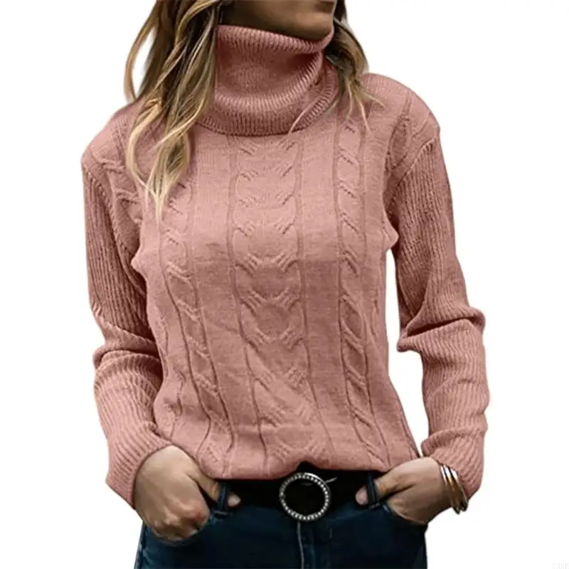 Y3NE Women's high-neck long-sleeved knitted sweater