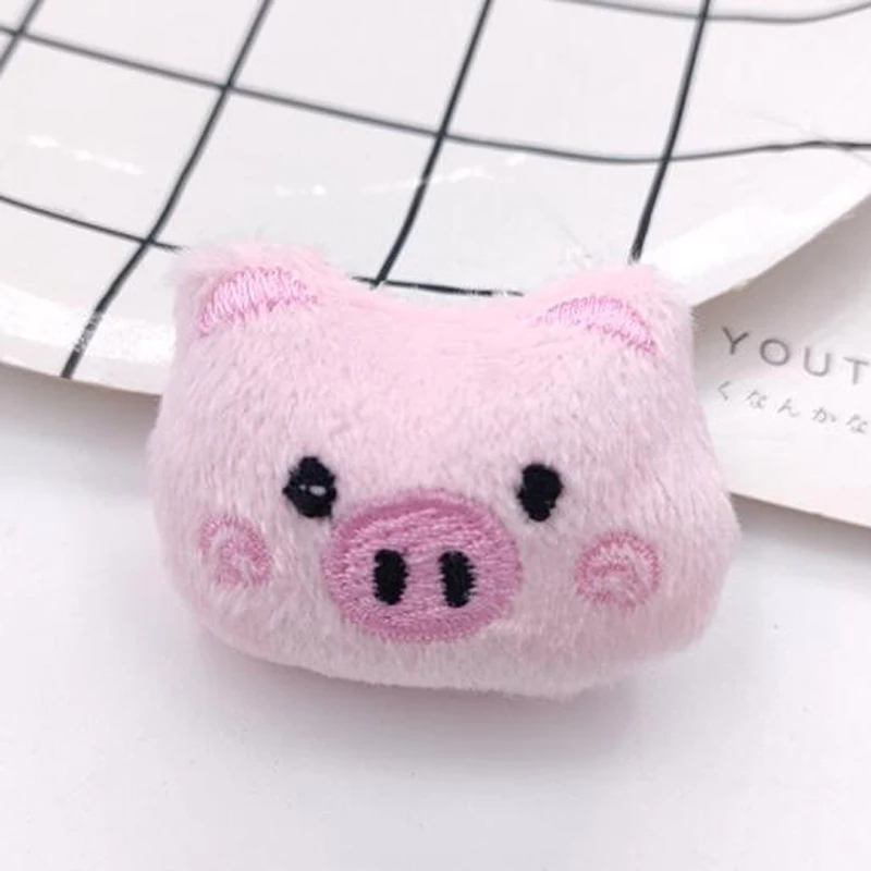 10Pcs/lot Cartoon Pink Series Plush Doll Patches DIY Cotton-filled Heart/Bow/Cat/Pig Accessories Headwear Clothing  Materials