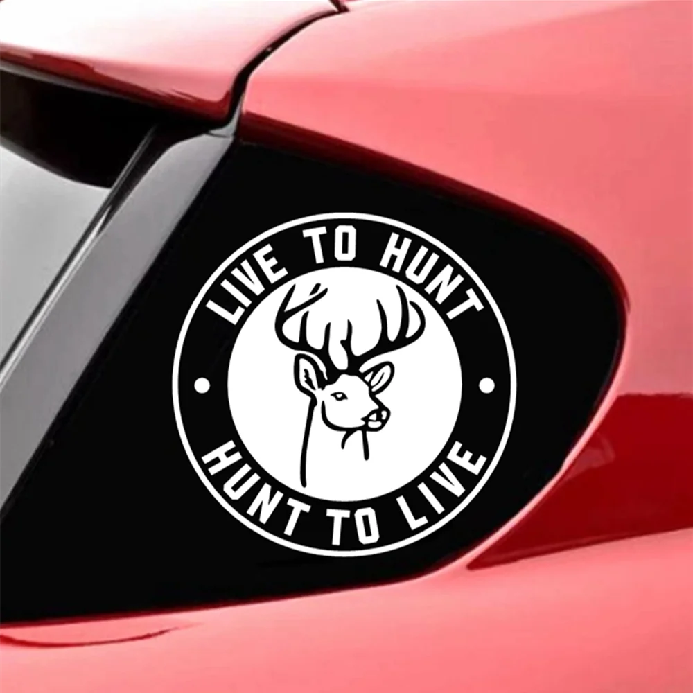 Live To Hunt Buck Deer Circular Emblem Car Sticker Vinyl Decal Resistant Decor For Truck Window Hunting Vehicle Exterior 3