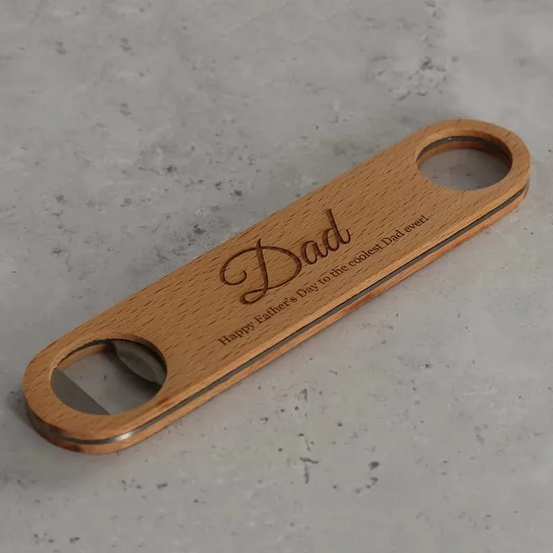 Personalized Engraved Flat Bar Style Wooden Speed Bottle Opener Wedding Party Souvenir Customized  Beer Opener Wedding Gifts