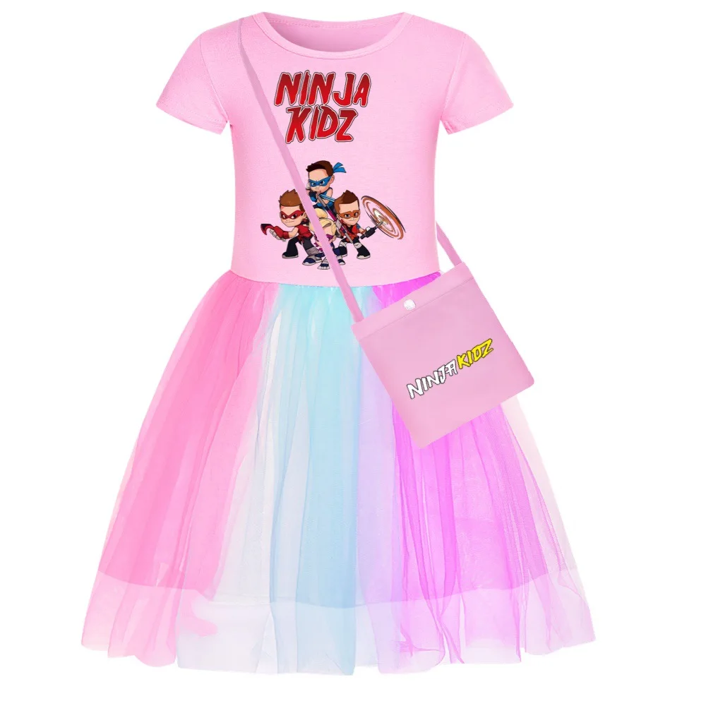 New Summer Dress Girl Cotton Fashion Spring 3D Ninja Kidz Gaming Knee-Length Baby Girls Clothes Teenage Princess Costume