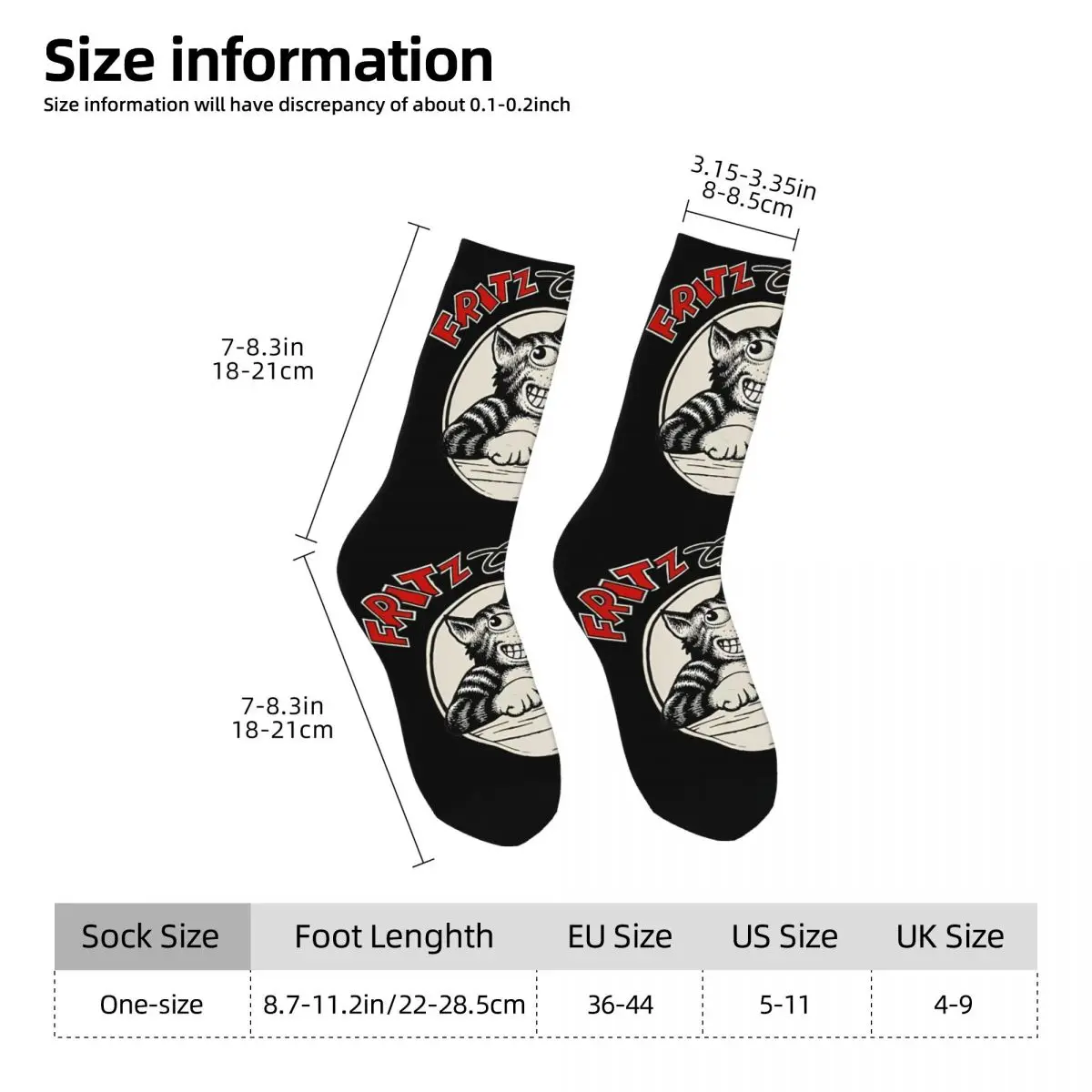 Funny Crazy compression The Cat Movie Sock for Men Hip Hop Vintage T-The Nine Lives of Fritz the Cat Happy Seamless Pattern